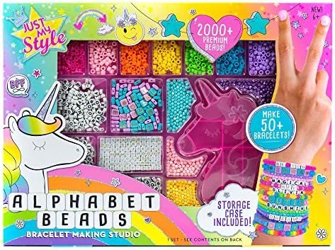 Just My Style alphabet bead bracelet making kit with unicorn storage case and beads
