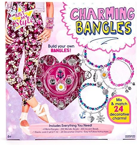 Just My Style Charming Bangles kit with metal bangle bracelets, metallic beads and charms