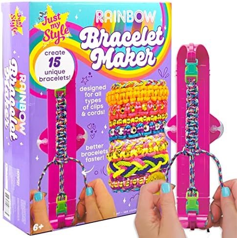 Rainbow Shamballa bracelet maker with paracord clips, satin cord, neon rope and metallic beads